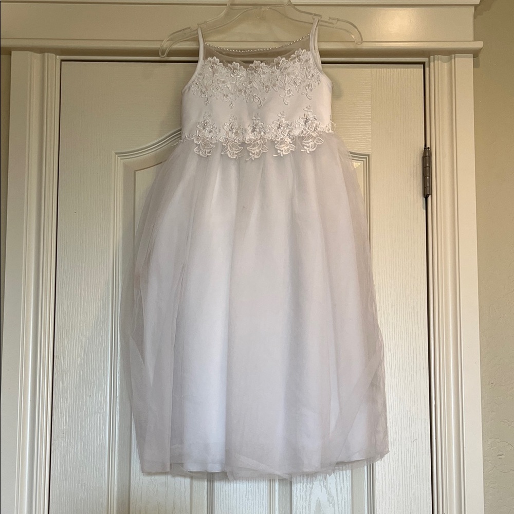 Oleg Cassini White Dress with Elegant Details